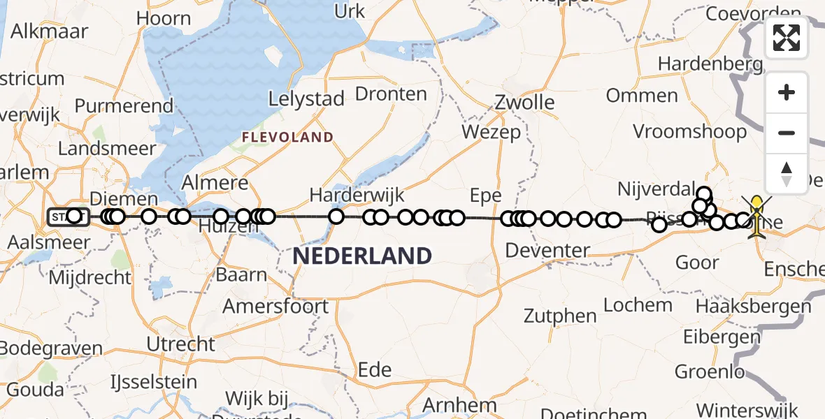 Routekaart van de vlucht: Politiehelikopter naar Borne, Nieuwe Meerlaan