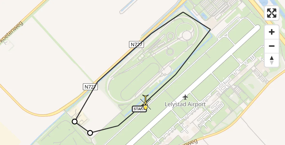 Routekaart van de vlucht: Traumaheli naar Lelystad Airport, Terminalplein