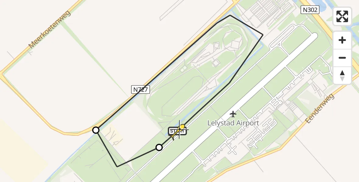 Routekaart van de vlucht: Traumaheli naar Lelystad Airport, Terminalplein