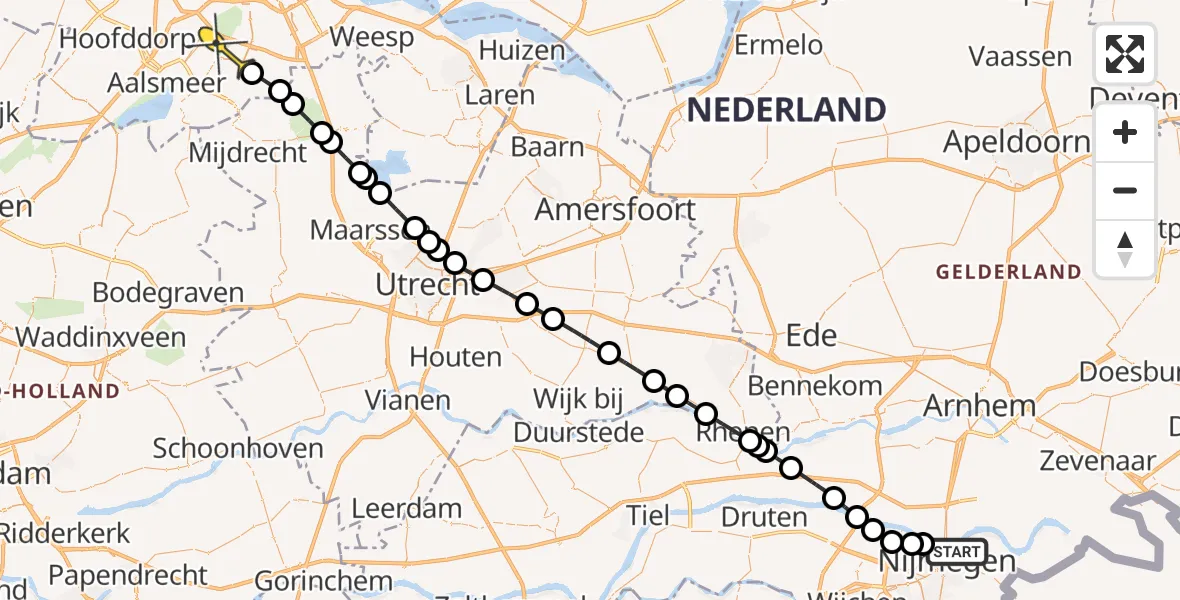 Routekaart van de vlucht: Politieheli naar Amstelveen, Lentse Warande