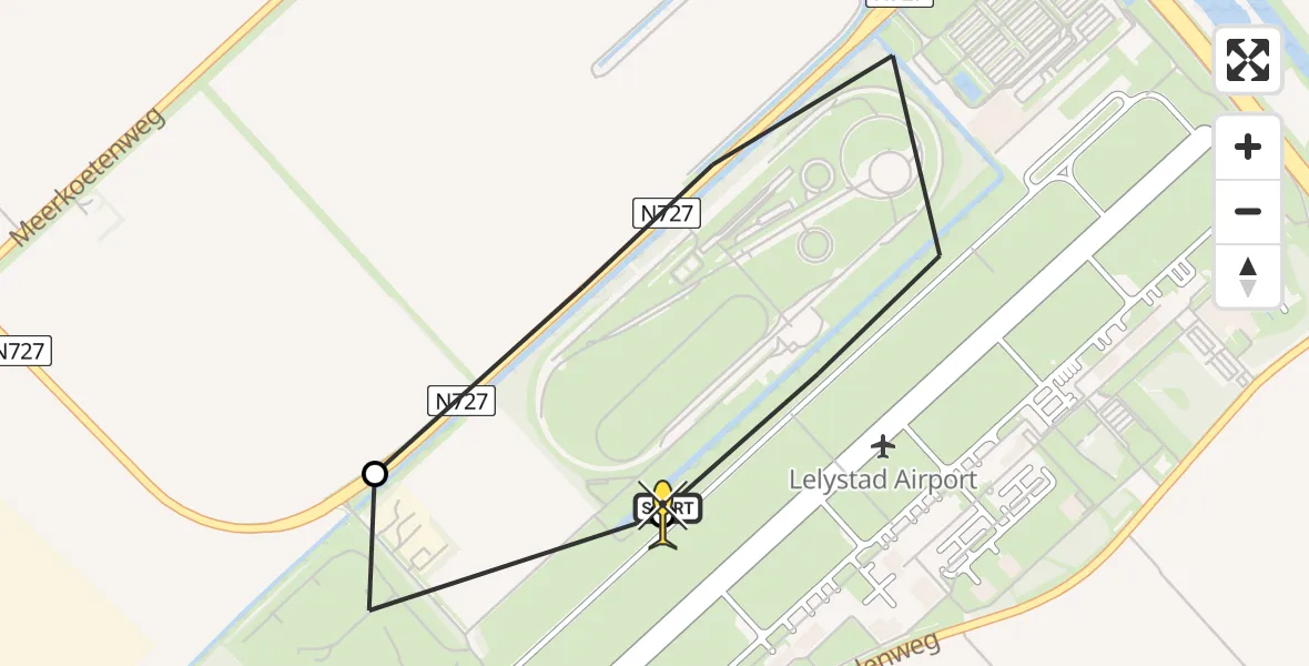 Routekaart van de vlucht: Traumaheli naar Lelystad Airport, Terminalplein