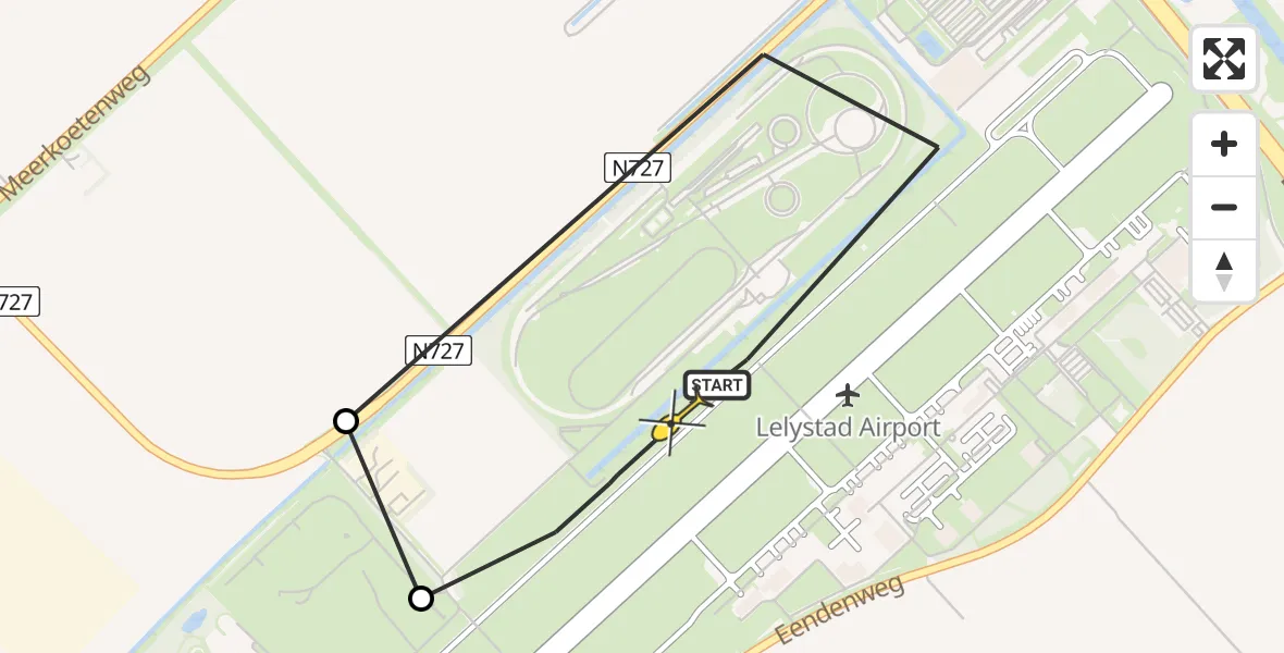Routekaart van de vlucht: Traumahelikopter naar Lelystad Airport, Anthony Fokkerweg