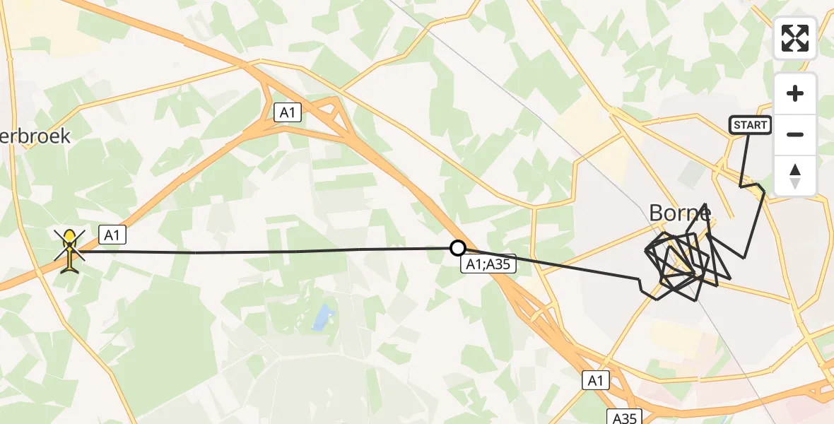 Routekaart van de vlucht: Politiehelikopter naar Bornerbroek, Aanslagsweg