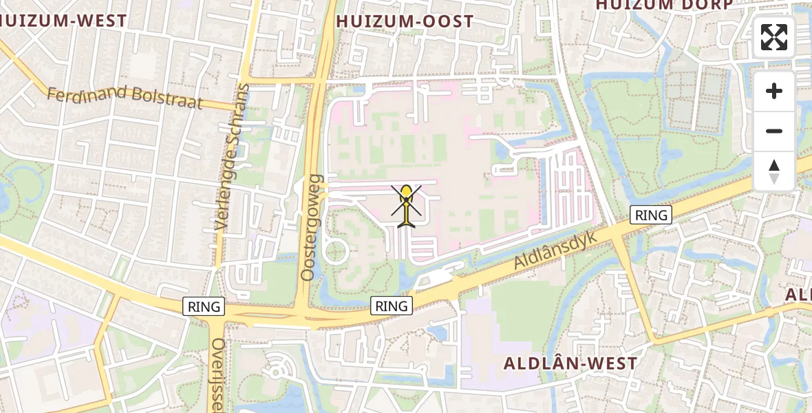 Routekaart van de vlucht: Ambulancehelikopter naar Leeuwarden