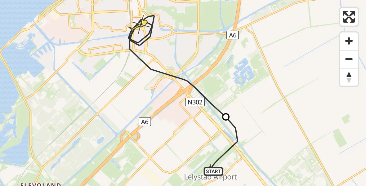 Routekaart van de vlucht: Traumahelikopter naar Lelystad, Larserweg