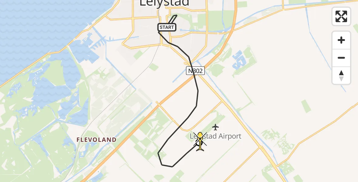 Routekaart van de vlucht: Traumaheli naar Lelystad Airport, Kamp 11