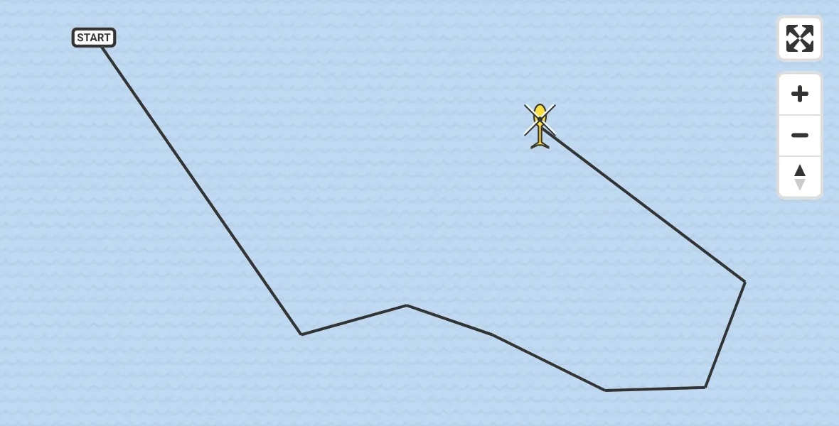 Routekaart van de vlucht: Kustwachthelikopter naar 
