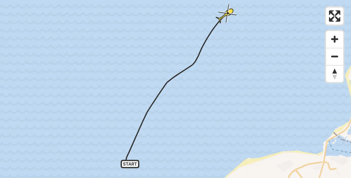Routekaart van de vlucht: Kustwachthelikopter naar 
