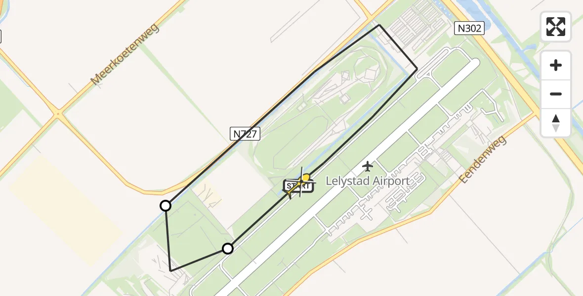 Routekaart van de vlucht: Traumahelikopter naar Lelystad Airport, Terminalplein