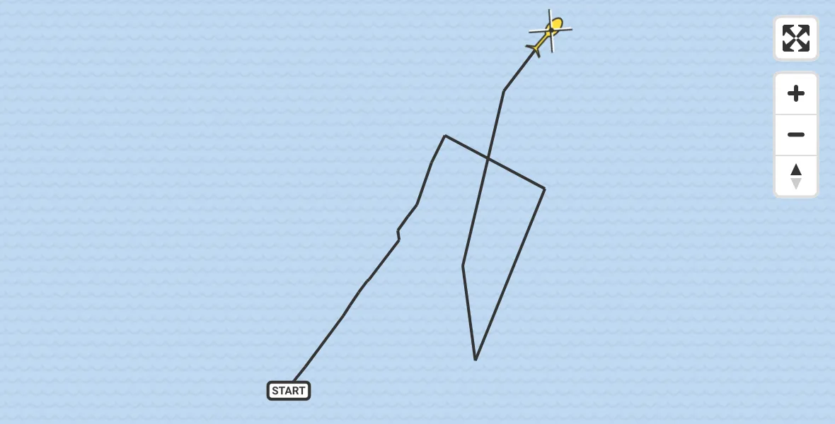 Routekaart van de vlucht: Kustwachthelikopter naar 