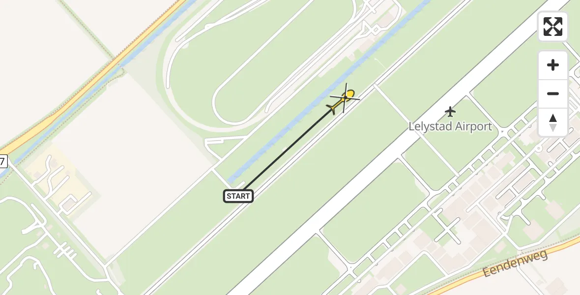 Routekaart van de vlucht: Traumahelikopter naar Lelystad Airport, Talingweg