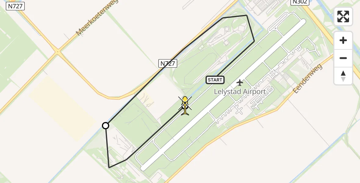 Routekaart van de vlucht: Traumahelikopter naar Lelystad Airport, Terminalplein