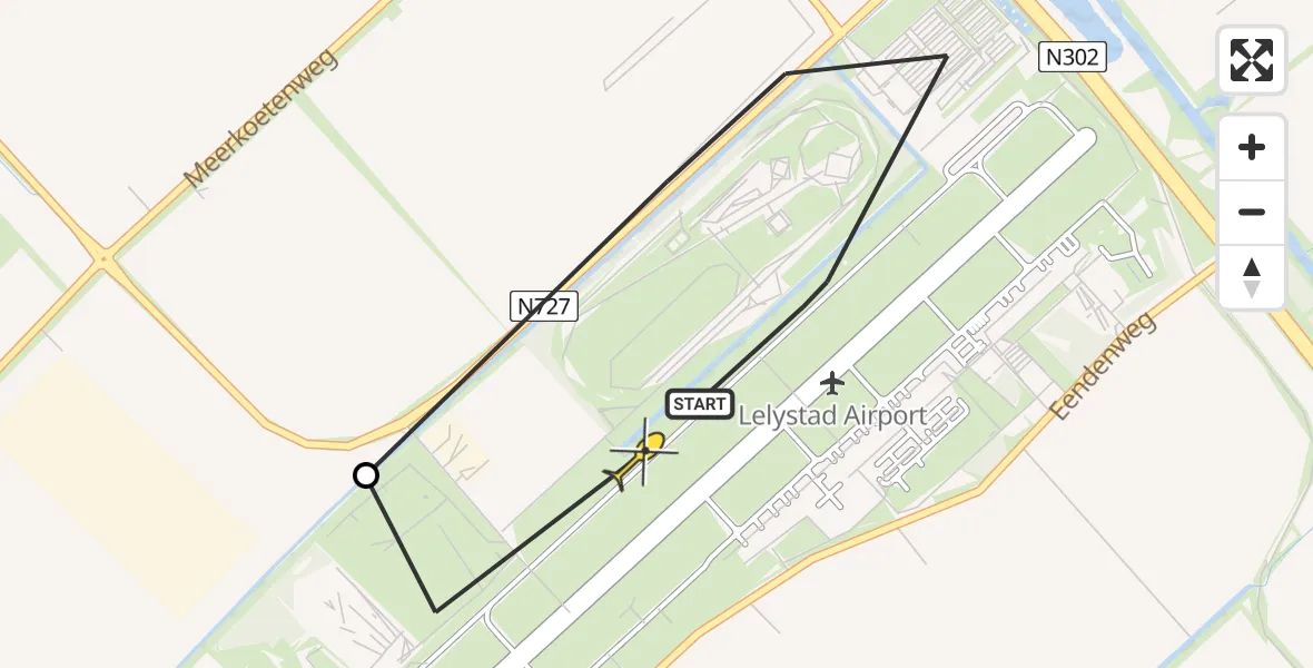 Routekaart van de vlucht: Traumahelikopter naar Lelystad Airport, Terminalplein