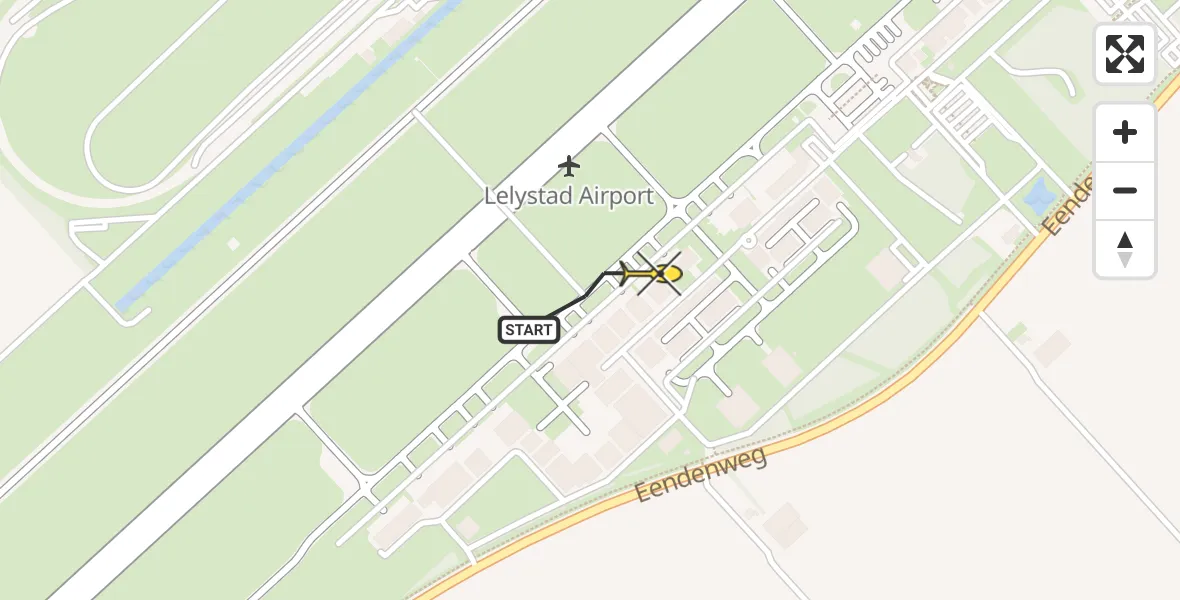 Routekaart van de vlucht: Traumaheli naar Lelystad Airport, Emoeweg