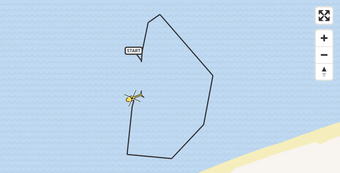 Routekaart van de vlucht: Kustwachthelikopter naar Renesse, Wilhelminahoeve