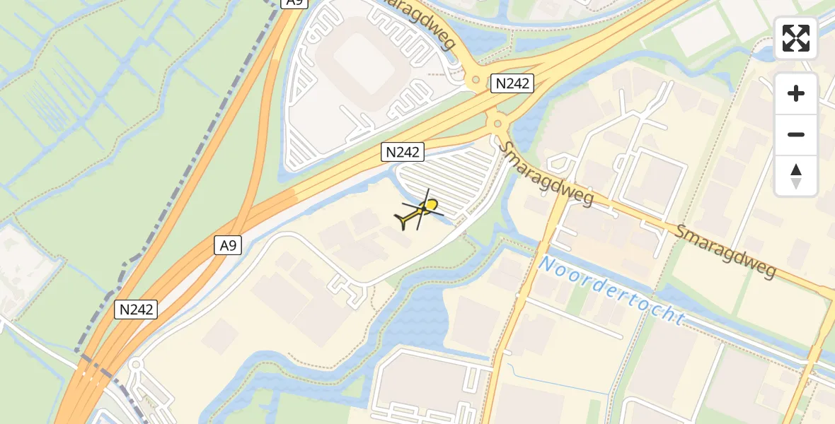 Routekaart van de vlucht: Ambulancehelikopter naar Alkmaar