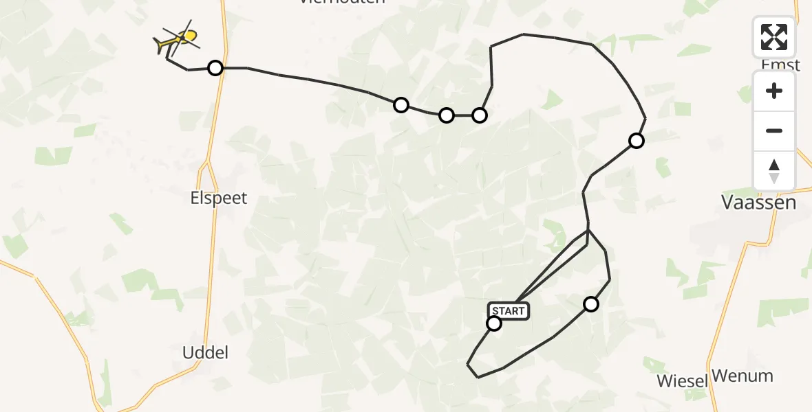 Routekaart van de vlucht: Politieheli naar Elspeet, Elspeterweg