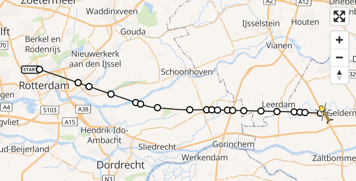 Routekaart van de vlucht: Lifeliner 2 naar Enspijk, Gilze-Rijenstraat