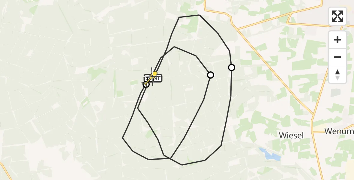 Routekaart van de vlucht: Politiehelikopter naar Vaassen, Elspeterweg