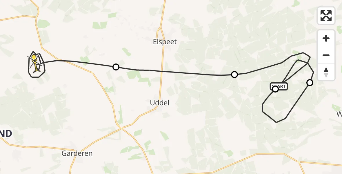 Routekaart van de vlucht: Politiehelikopter naar Ermelo, Enkhoutweg