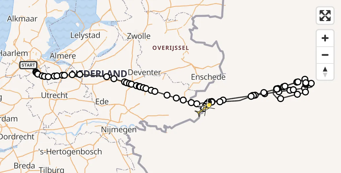 Routekaart van de vlucht: Politieheli naar Stadtlohn, Lambertuspad