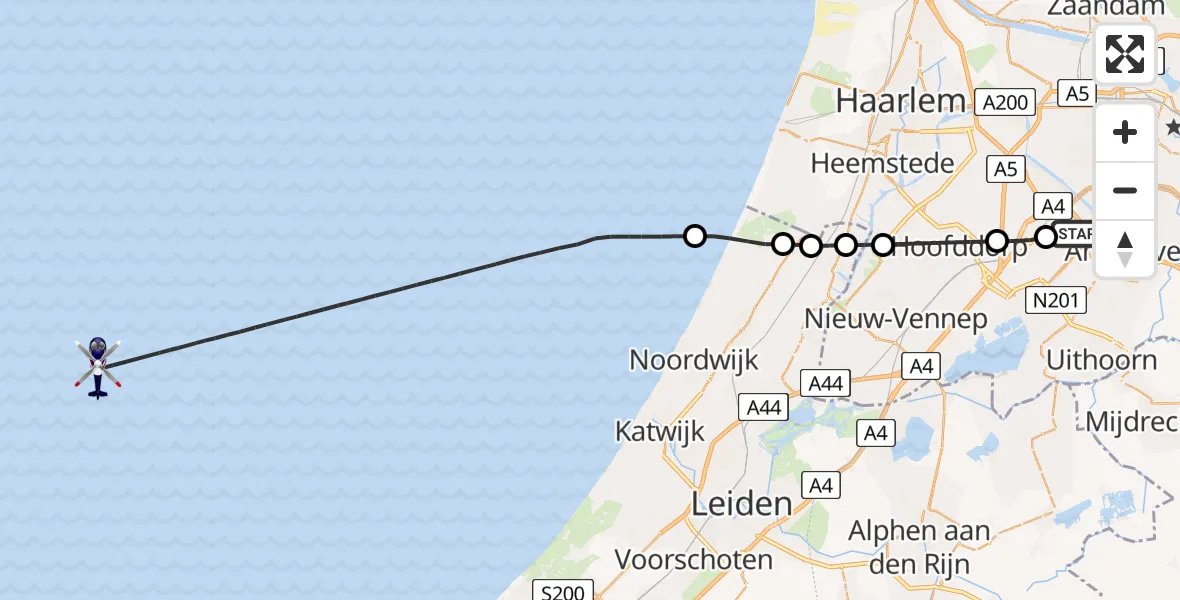 Vluchtroute Politiehelikopter Schiphol - , 14 maart 2025, 09:40