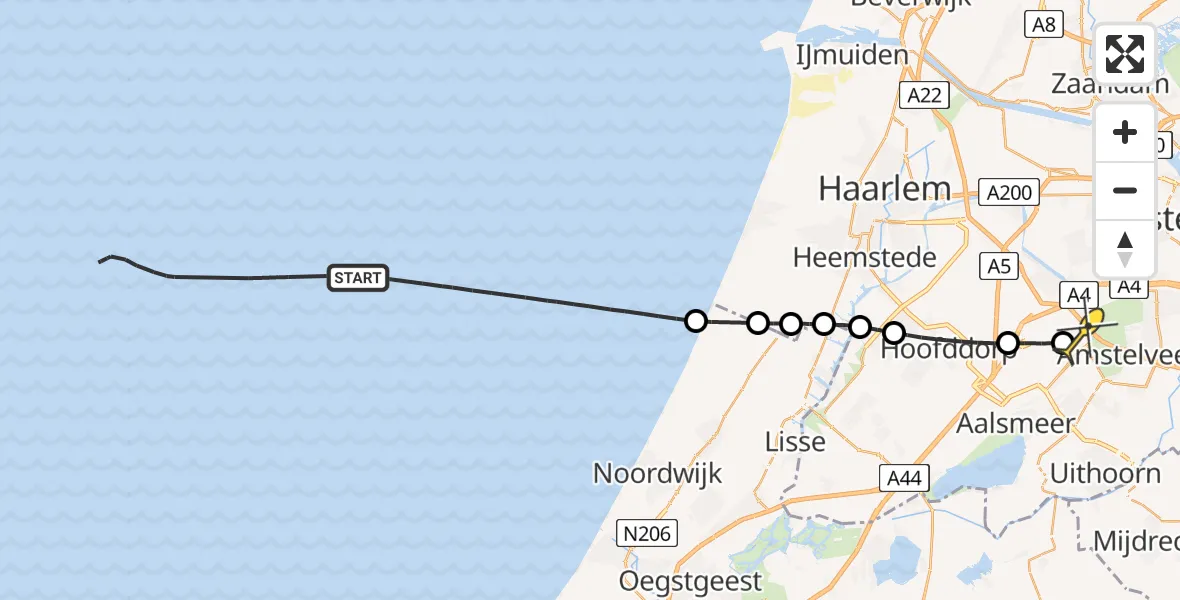 Routekaart van de vlucht: Politieheli naar Schiphol, Thermiekstraat