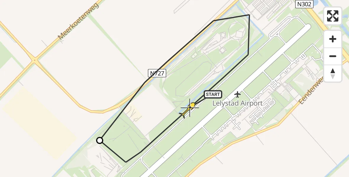 Routekaart van de vlucht: Traumaheli naar Lelystad Airport, Arie Groenweg