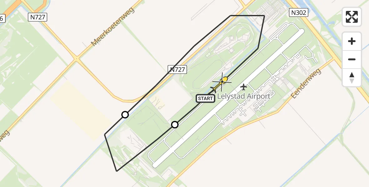 Routekaart van de vlucht: Traumaheli naar Lelystad Airport, Terminalplein