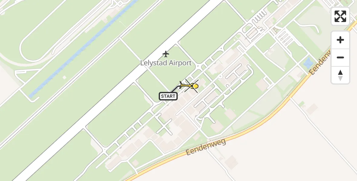 Routekaart van de vlucht: Traumahelikopter naar Lelystad Airport, Emoeweg