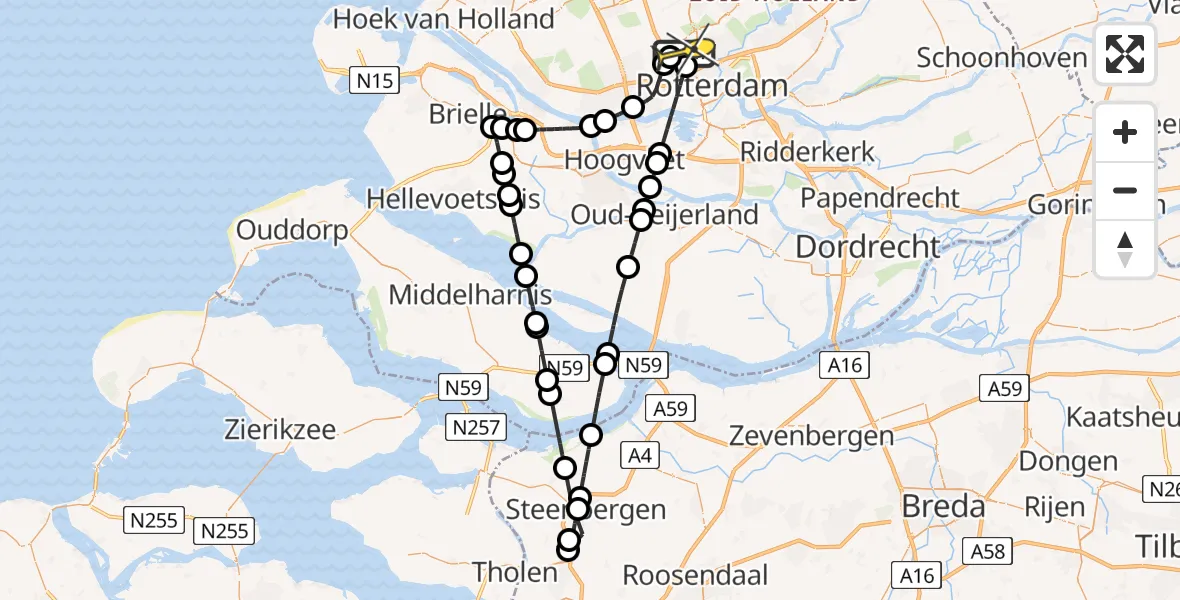 Routekaart van de vlucht: Lifeliner 2 naar Rotterdam The Hague Airport, Buys Ballotlaan