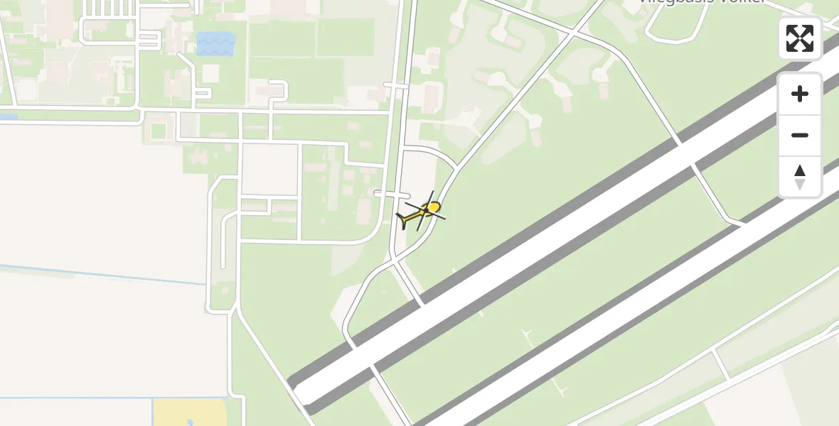 Vluchtroute Politiehelikopter van Vliegbasis Volkel naar Vliegbasis Volkel