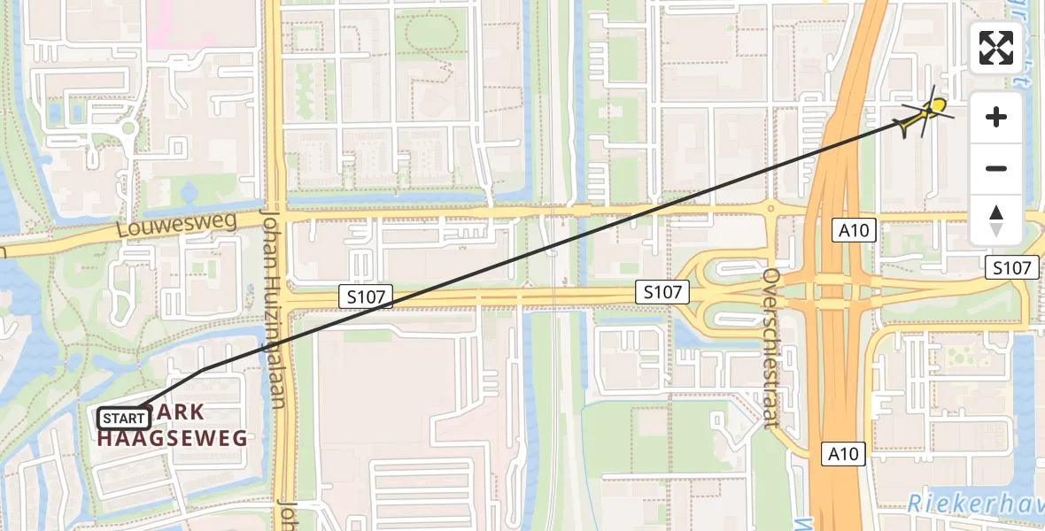 Vluchtroute Politiehelikopter van Amsterdam naar Amsterdam