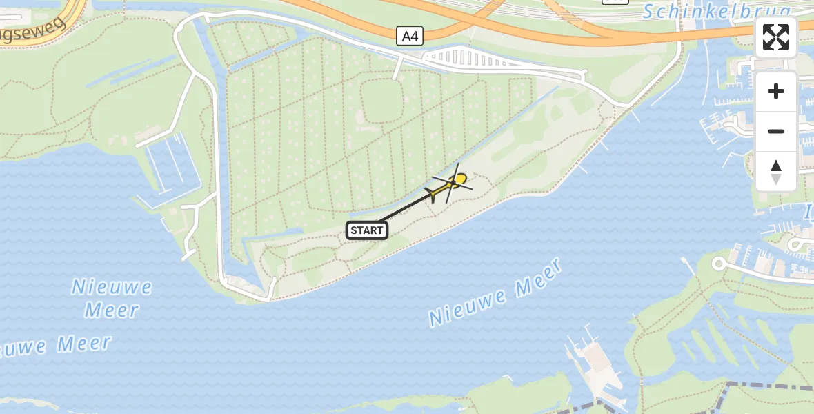 Vluchtroute Politiehelikopter van Amsterdam naar Amsterdam