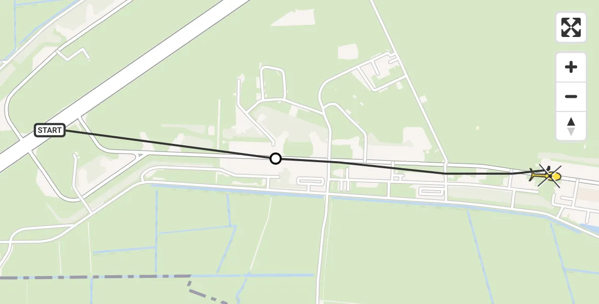 Routekaart van de vlucht: Ambulancehelikopter naar Vliegbasis Leeuwarden, Keegsdijkje
