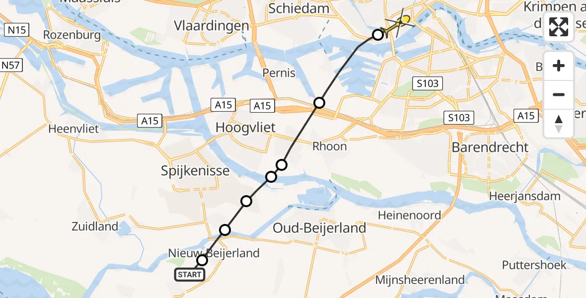 Routekaart van de vlucht: Lifeliner 2 naar Erasmus MC, Middelstraat