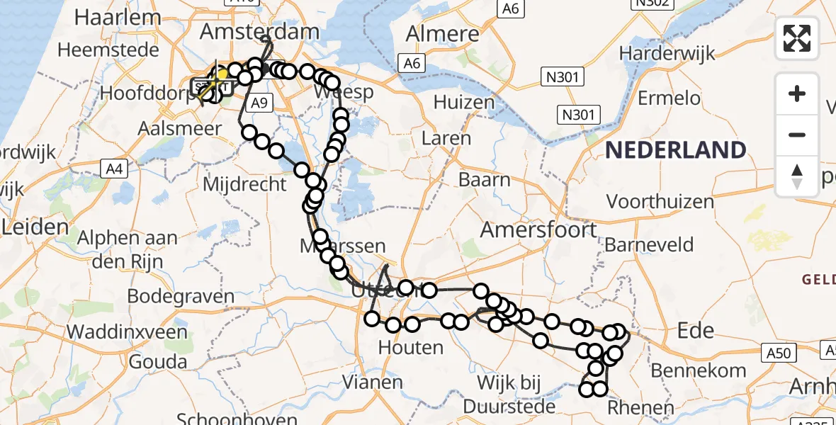 Routekaart van de vlucht: Politieheli naar Schiphol, Nieuwe Meer