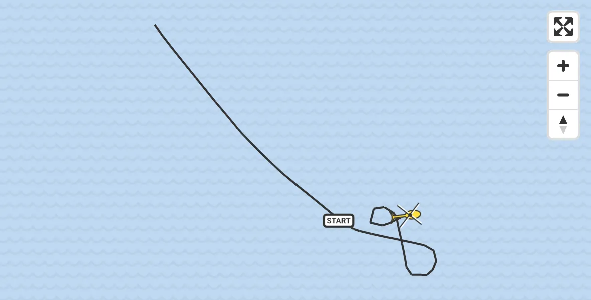 Routekaart van de vlucht: Kustwachthelikopter naar 