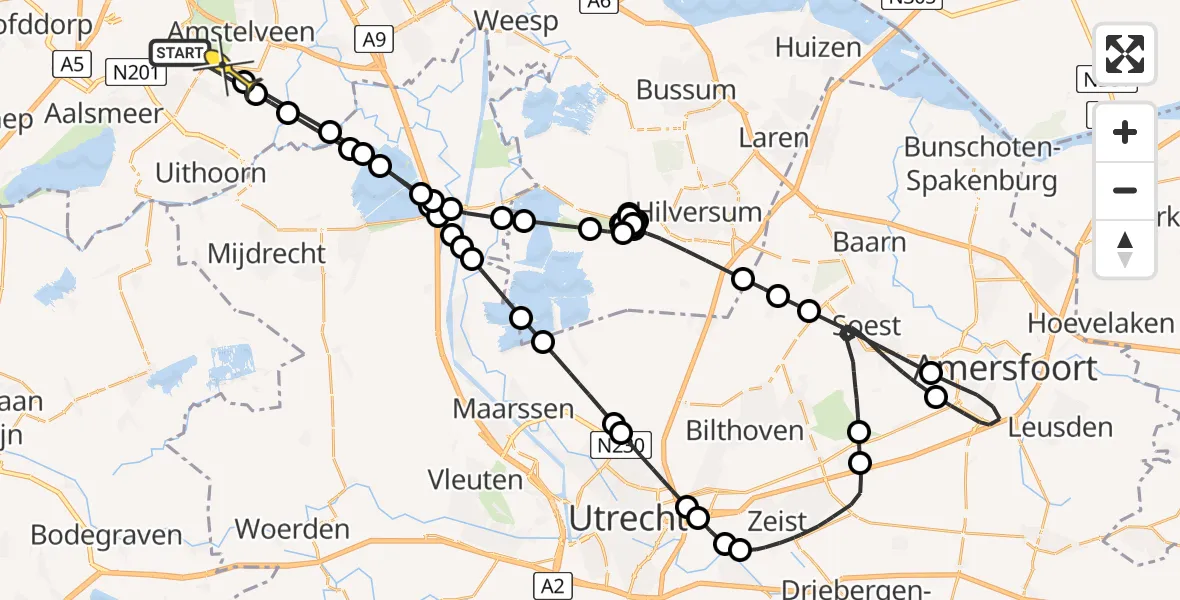 Routekaart van de vlucht: Politieheli naar Amstelveen, Thuishaven