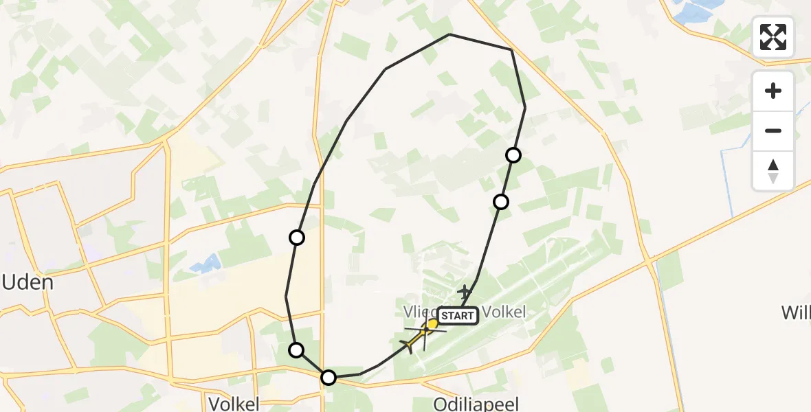 Routekaart van de vlucht: Lifeliner 3 naar Vliegbasis Volkel, Zeelandsedijk