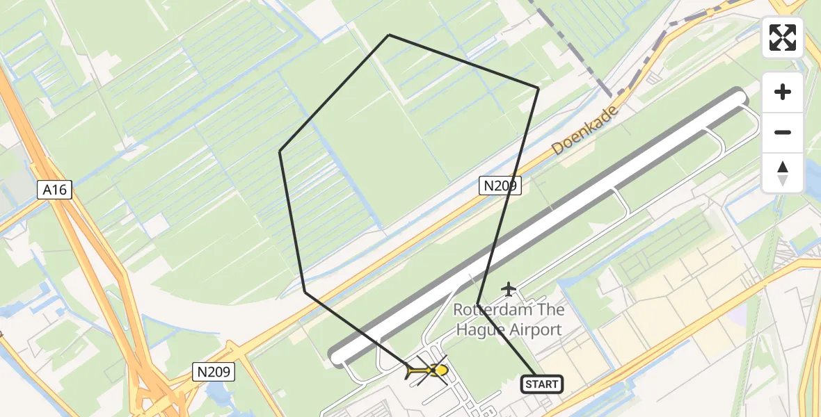 Routekaart van de vlucht: Lifeliner 2 naar Rotterdam The Hague Airport, Oude Bovendijk