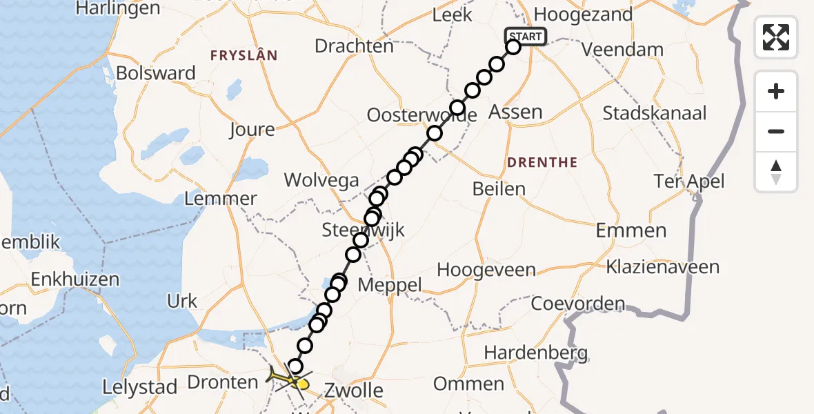 Routekaart van de vlucht: Lifeliner 4 naar Kampen, Lugtenbergerweg