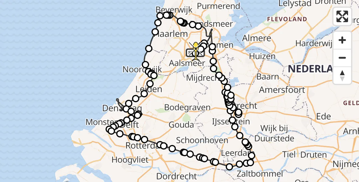 Routekaart van de vlucht: Politieheli naar Schiphol, Kraayveldstraat