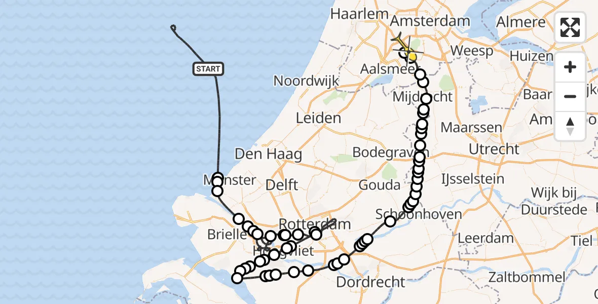 Routekaart van de vlucht: Politieheli naar Schiphol, Thermiekstraat