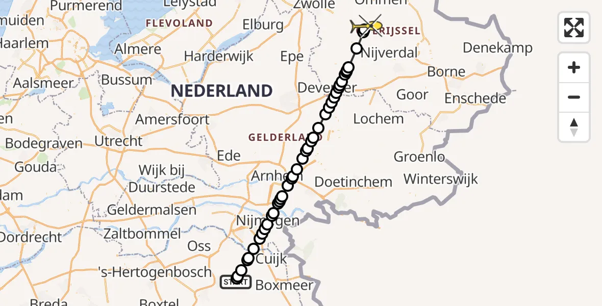 Routekaart van de vlucht: Lifeliner 3 naar Lemelerveld, Spoorweg