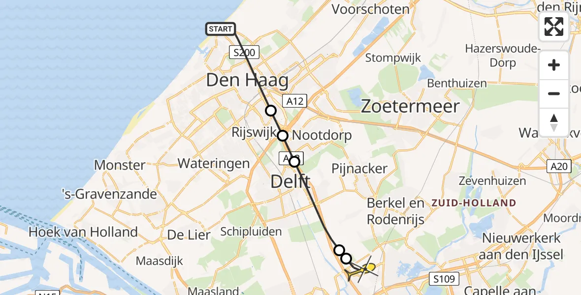 Routekaart van de vlucht: Lifeliner 2 naar Rotterdam The Hague Airport, Zwolsestraat