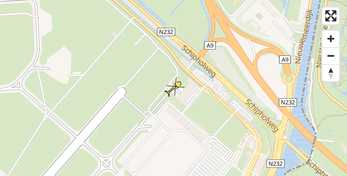 Vluchtroute Politiehelikopter van Schiphol naar Schiphol