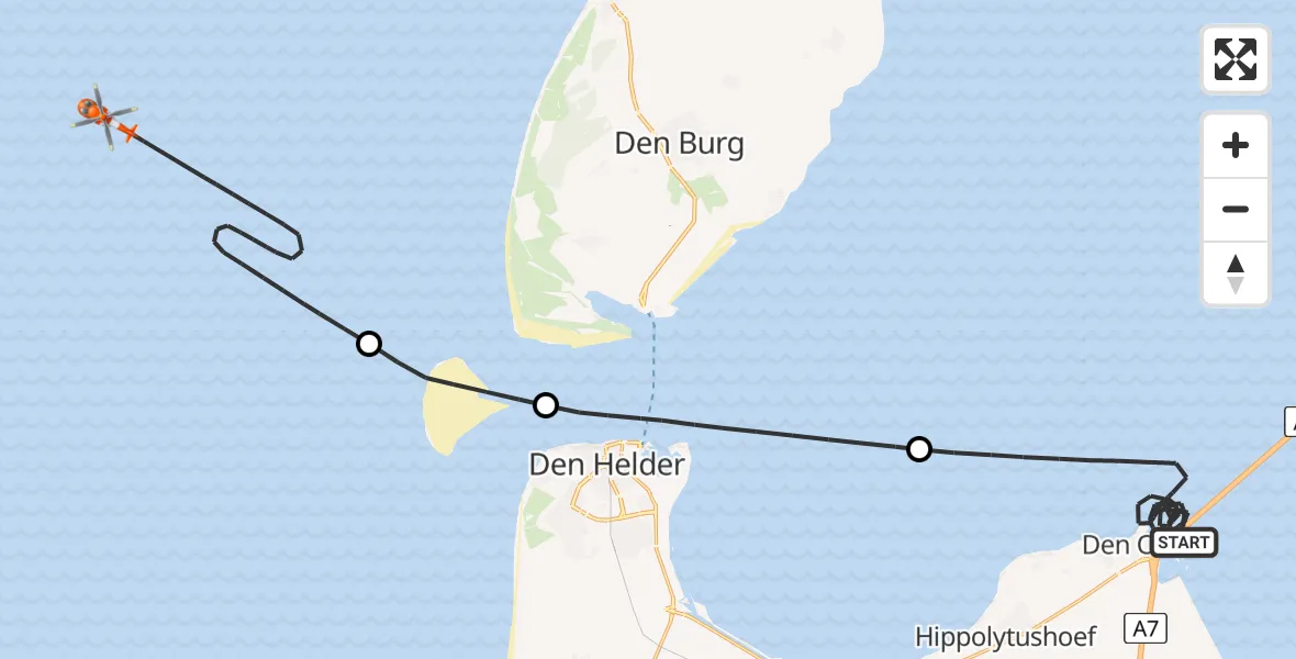 Vluchtroute Kustwachthelikopter Den Oever - , 15 maart 2025, 14:54