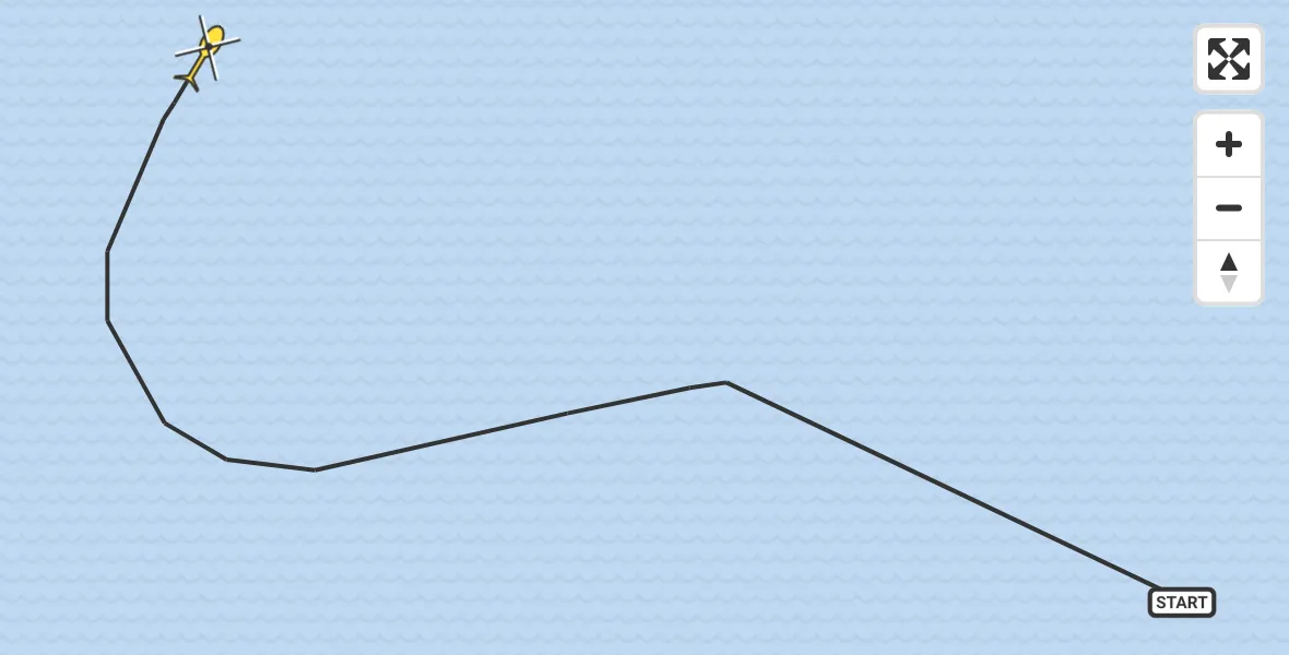 Routekaart van de vlucht: Kustwachthelikopter naar 