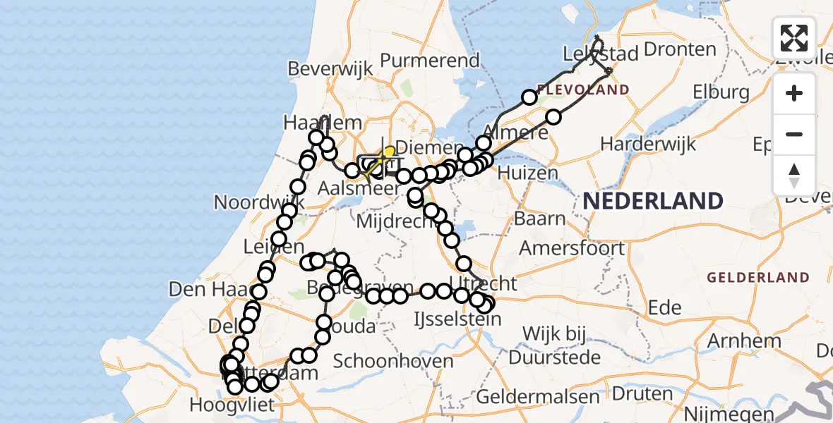 Vluchtroute Politiehelikopter van Schiphol naar Schiphol